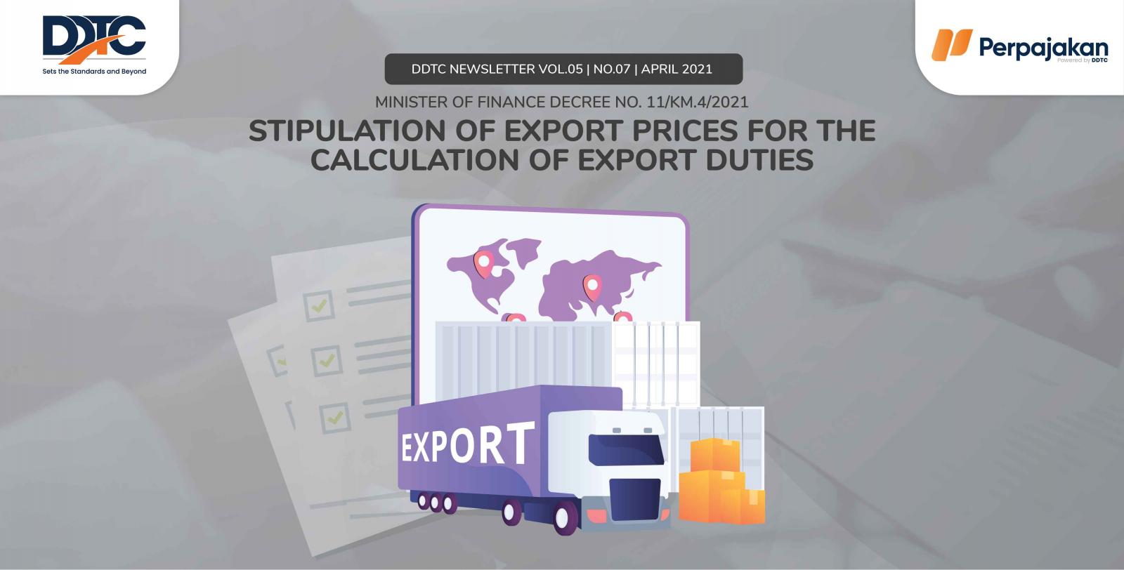 Cover Publikasi Stipulation of Export Prices for the Calculation of Export Duties
