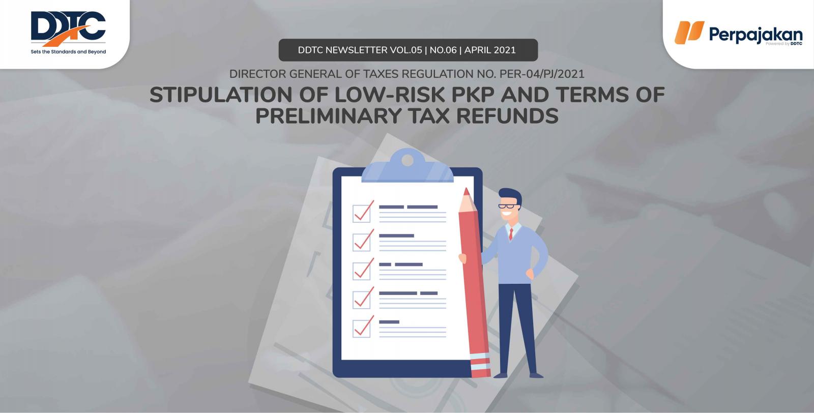Cover Publikasi Stipulation of Low-Risk PKP and Terms of Preliminary Tax Refunds
